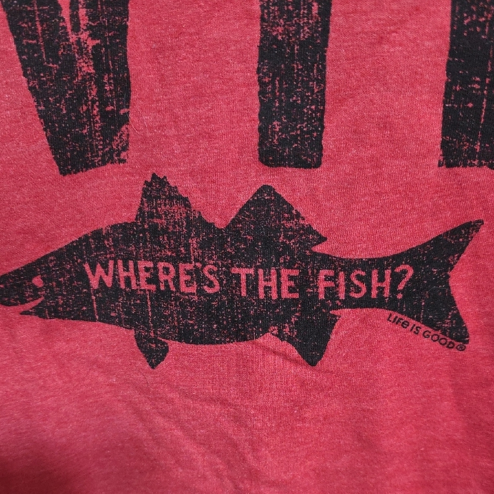 Life Is Good - WTF Where's The Fish? Red T-shirt - Picture 4 of 7